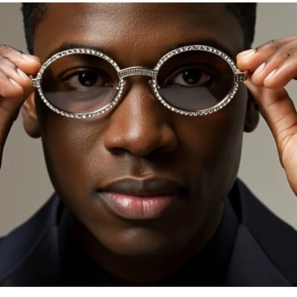 Eyeglasses Silver Metal Frame Clear Tinted Lens‎ Buffs Cholo Style Diamond Style